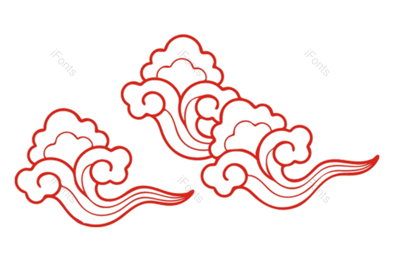 祥云剪纸图片,云纹元素,红色云纹PNG,花纹元素免抠素材
